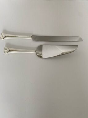 Things Remembered Stainless Steel Cake Knife Server Set Heart Handle Wedding NIB